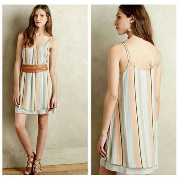 ANTHROPOLOGIE | DOLAN Striped Left Coast Layered Laurel Dress Women’s Size Small - Picture 1 of 10